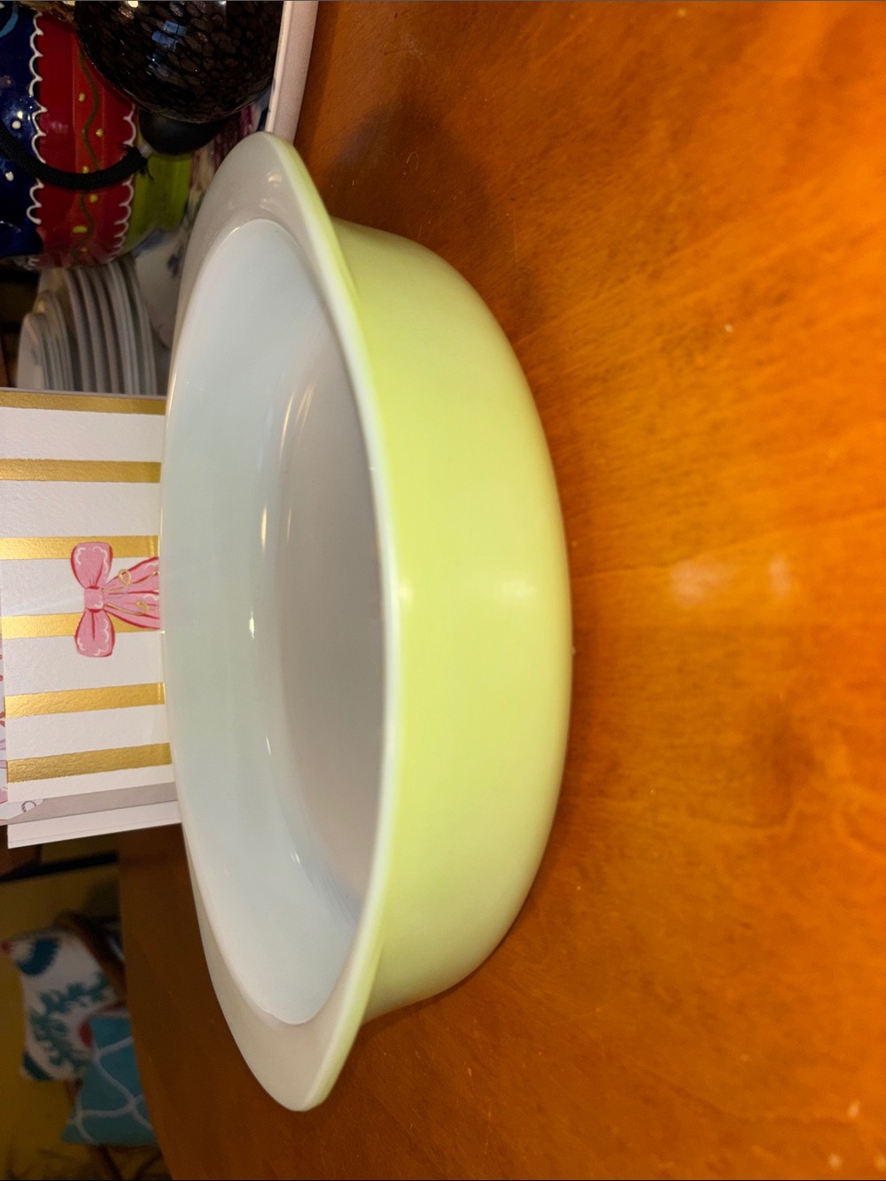 Pyrex Yellow and White Serving Bowl - Retro Two-Tone Design